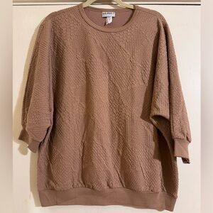 Vintage Textured Oversized Sweatshirt in Mauve Brown